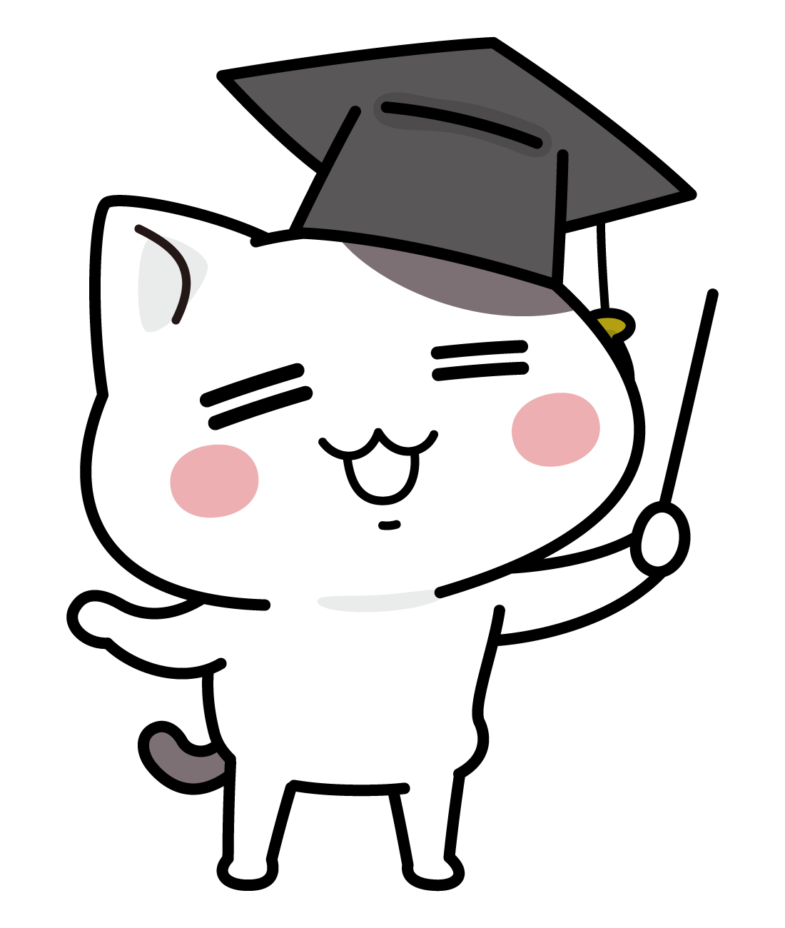 学士帽を被ったネコのイラスト